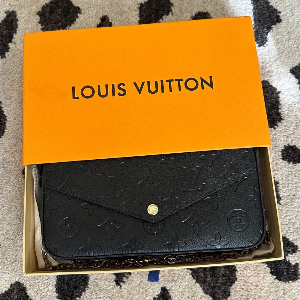 Louis Vuitton Black Monogram Clutch and Wristlet Set
